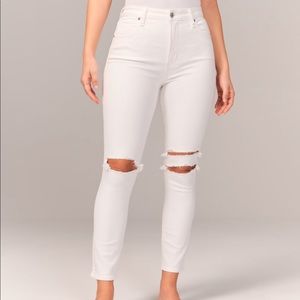 Abercrombie & Fitch Curve Love High Rise Super Skinny Ankle Jeans in White